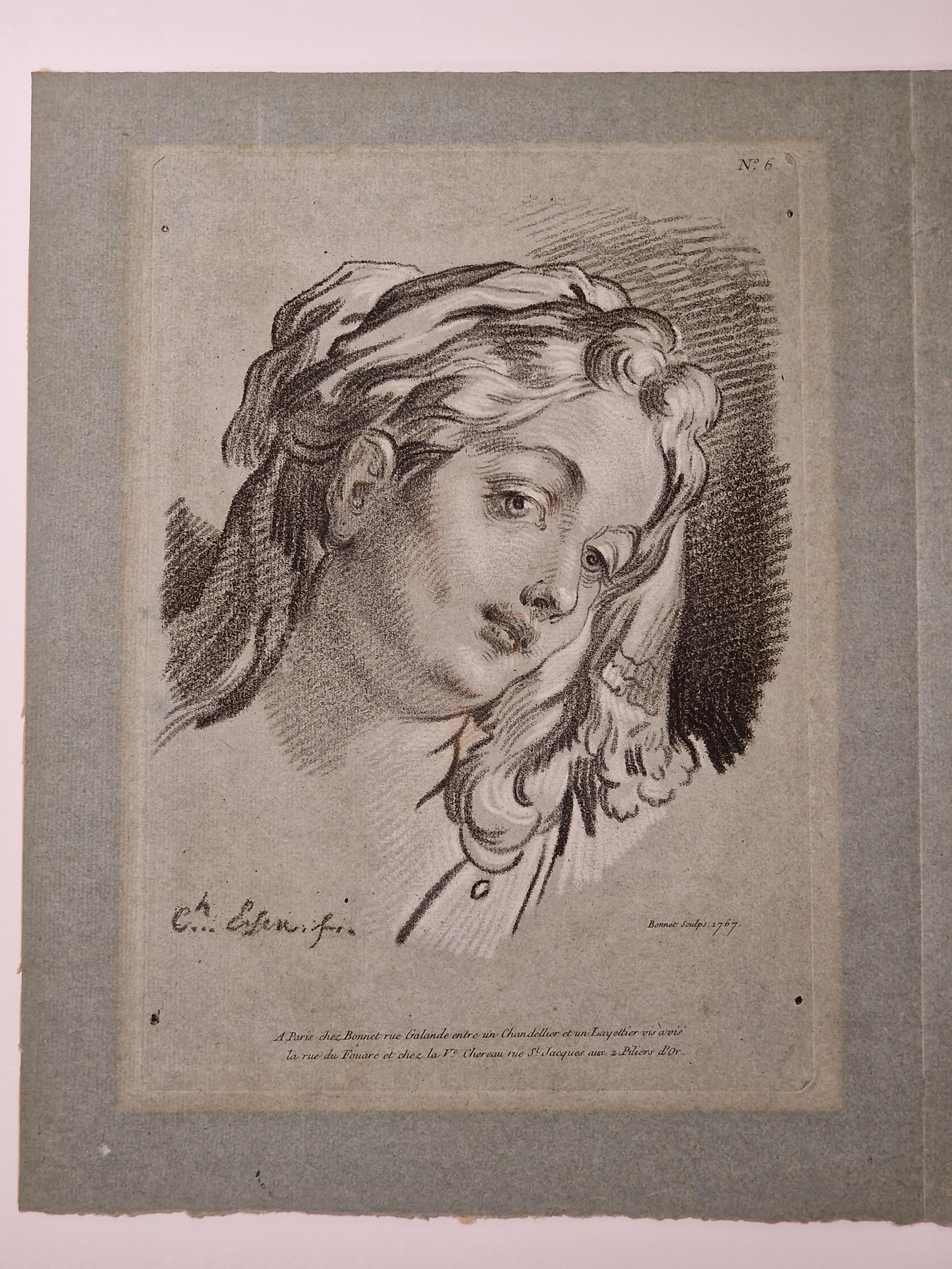 (Tête de femme, coiffée d'un voile) – Print von Louis Marin Bonnet