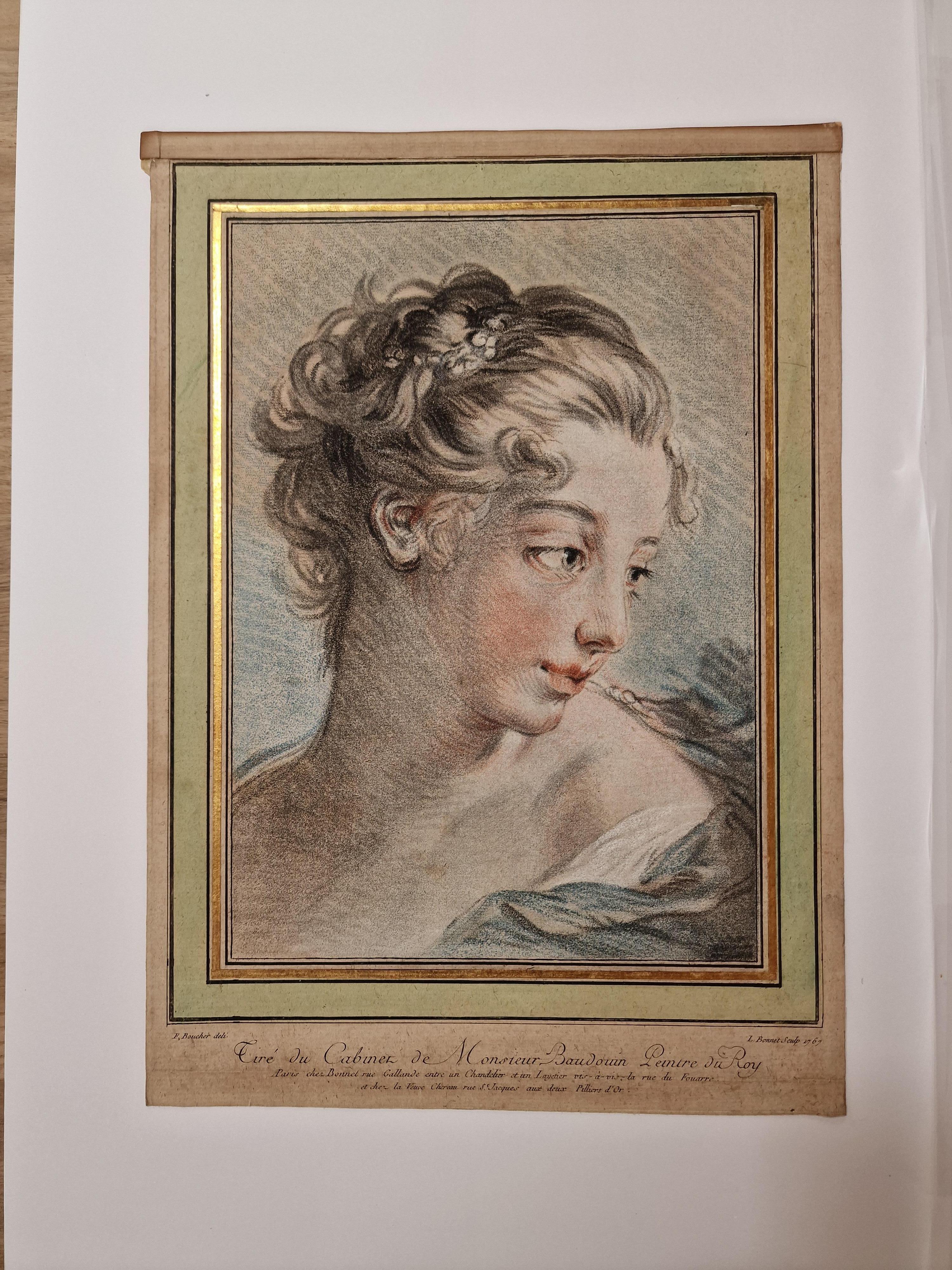 Tête de femme - Print by Louis Marin Bonnet