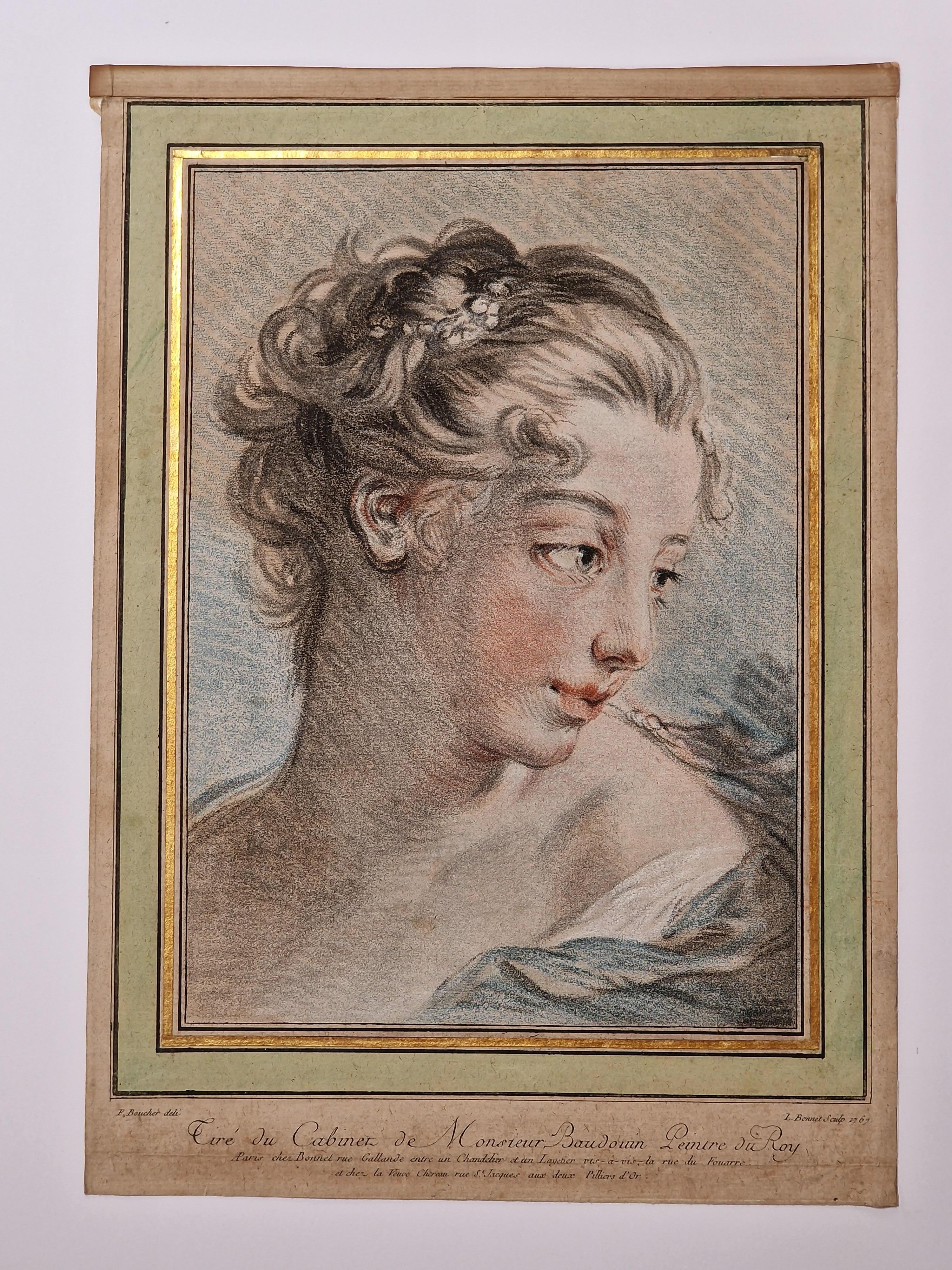 Louis Marin Bonnet Portrait Print – Tête de femme