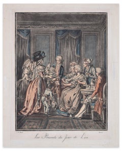 Les Présents Du Jour De L'An- Original Etching by L-M Bonnet - Late 18th Century