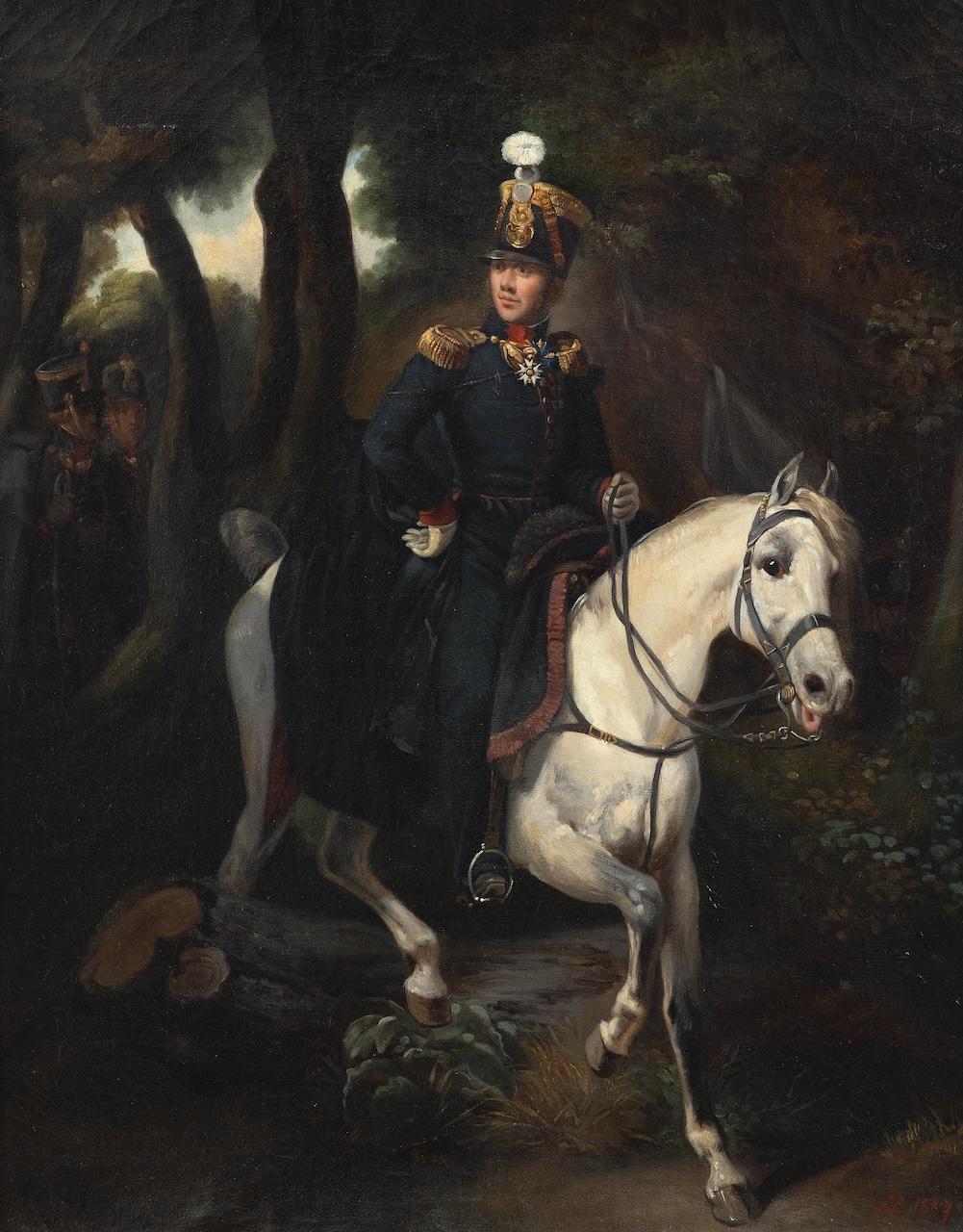 Retrato del coronel Charles-Louis-Prosper marqués de Chérisey (1786-1837) - Painting de Louis Marin-Lavigne