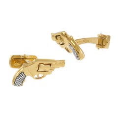 Louis Martin 18KT Gold Vermeil Revolver Gun Cufflinks