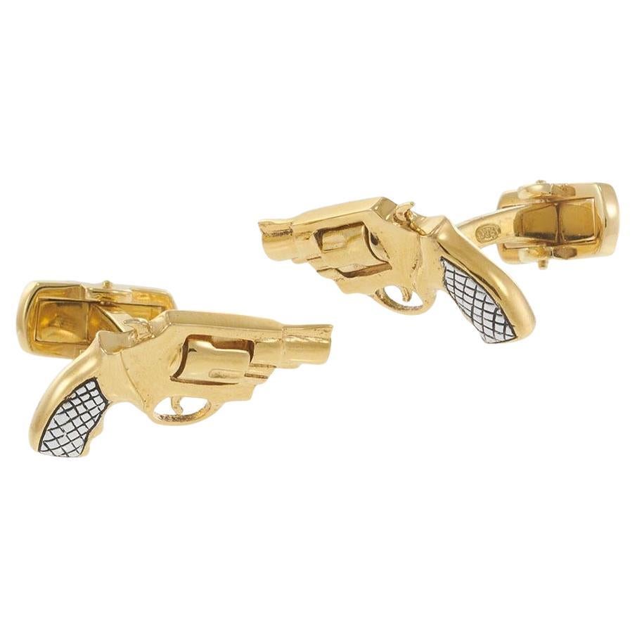 Louis Martin 18KT Gold Vermeil Revolver Gun Manschettenknöpfe