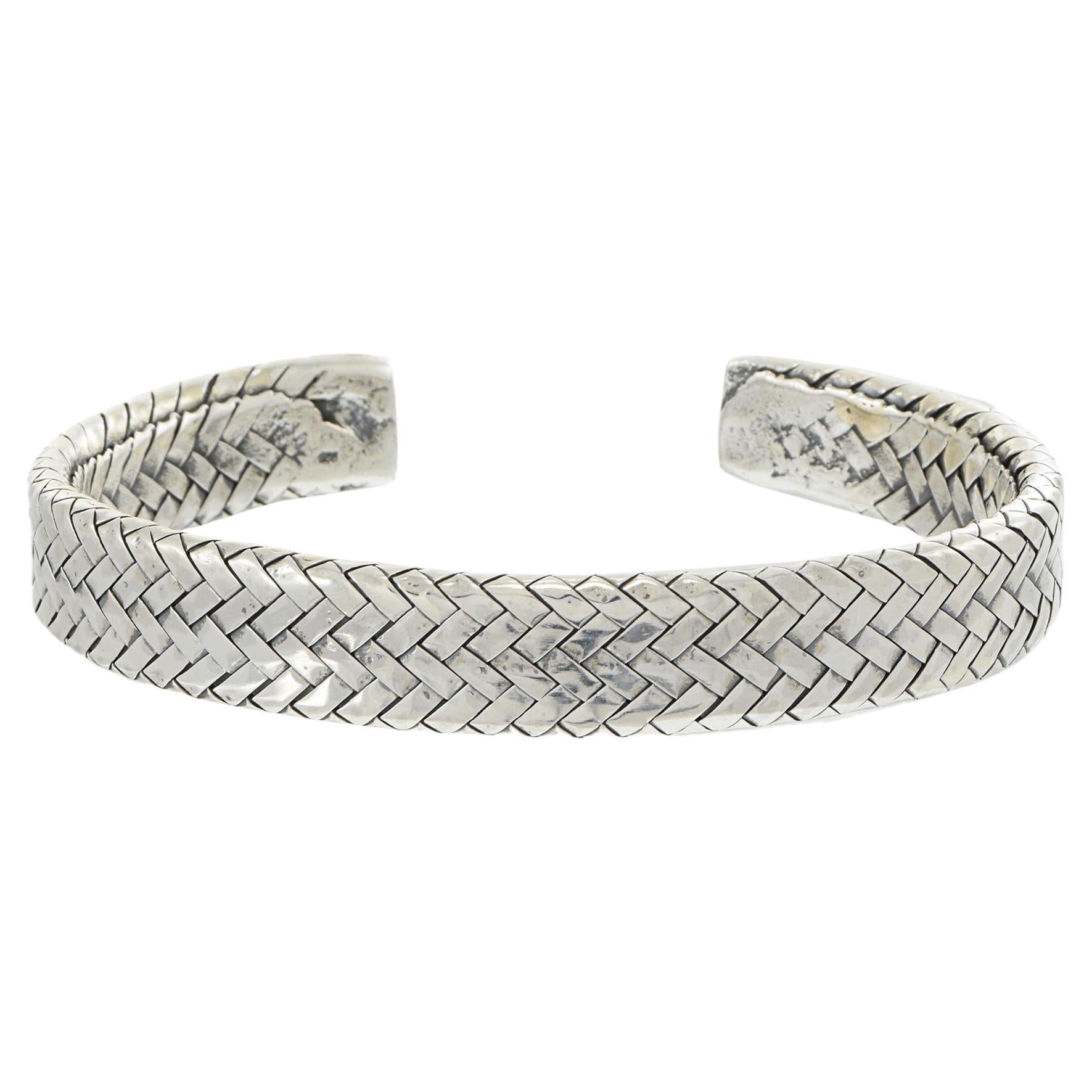 Louis Martin Sterling Silver Flat Braided Open Bangle