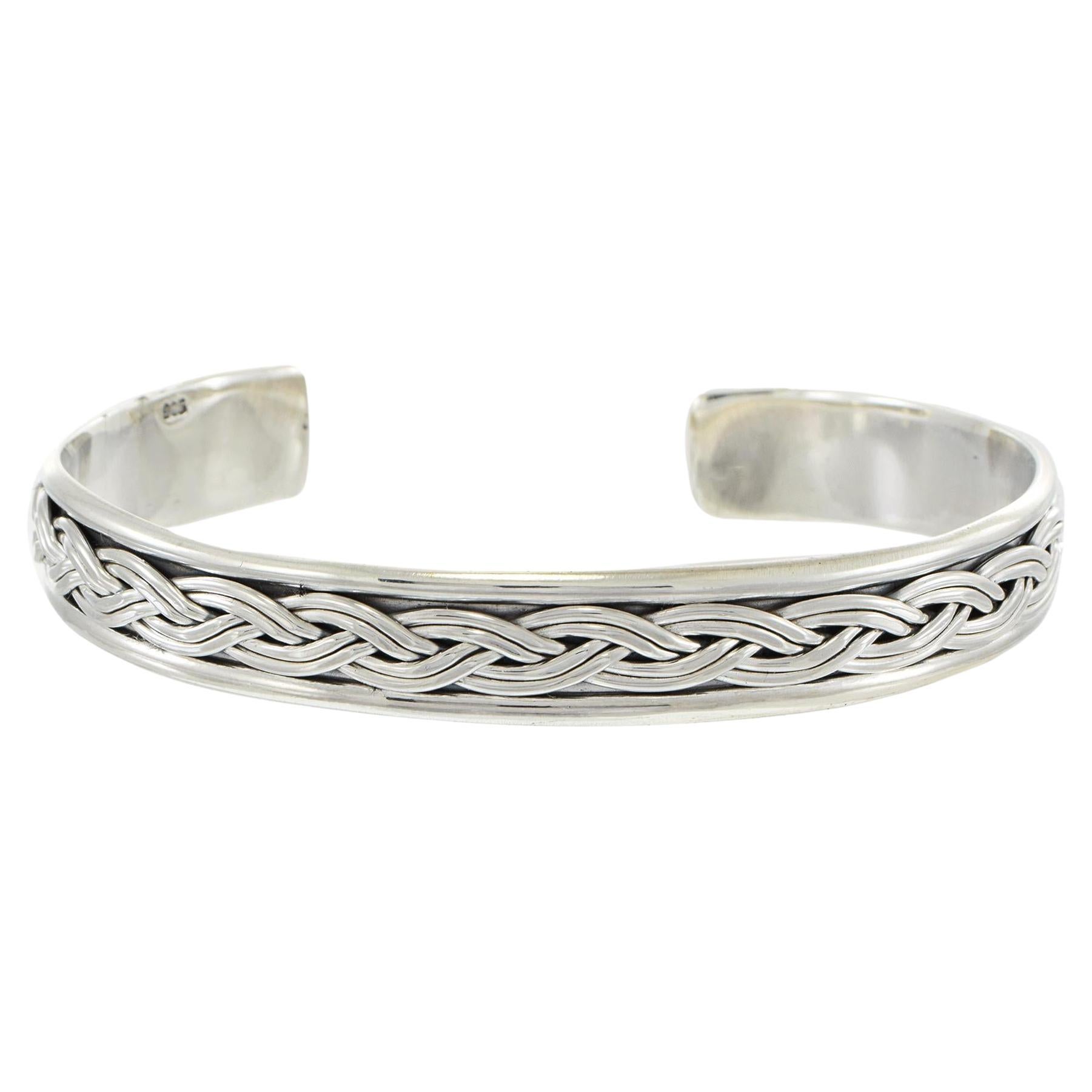Louis Martin Sterling Silver Flat Braided Open Bangle