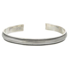Louis Martin - Bracciale aperto a coste in argento Sterling Silver