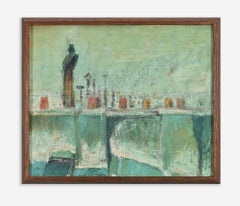 Vue de la ville - Peinture de Louis Mazot - Fin du 20e siècle