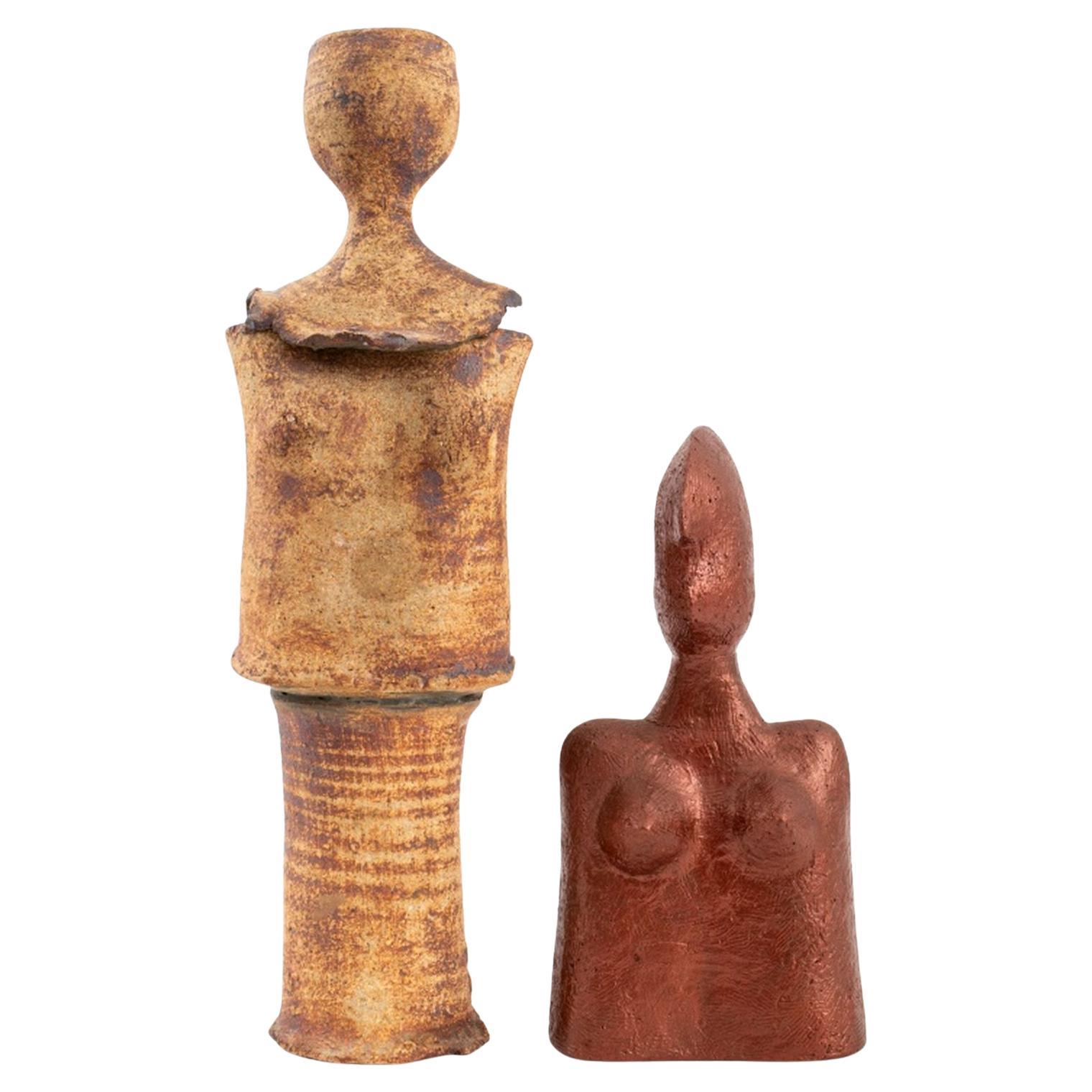 Louis Mendez Ceramic Art Pottery Female Figures, 2