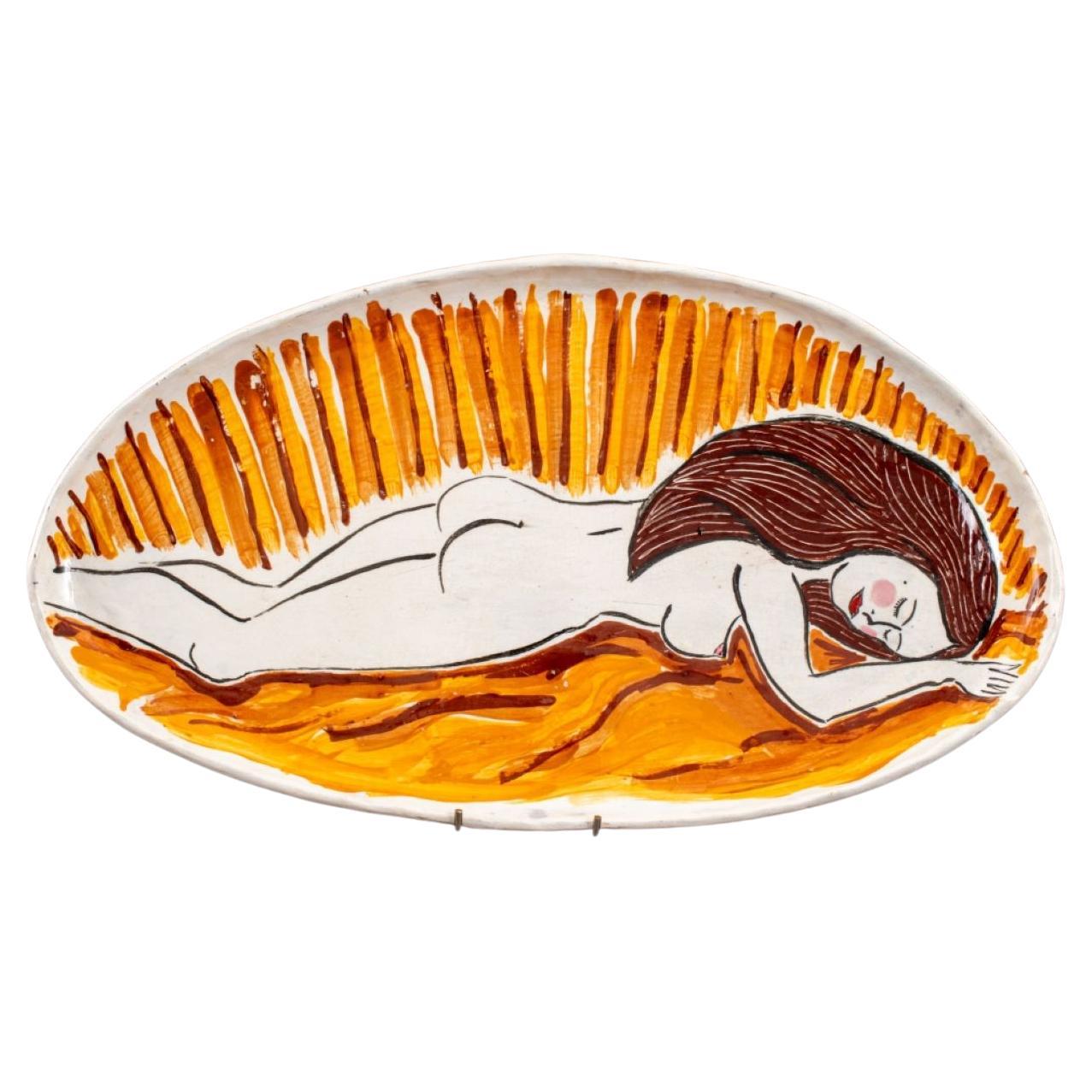 Louis Mendez Ceramic Art Pottery Platter For Sale