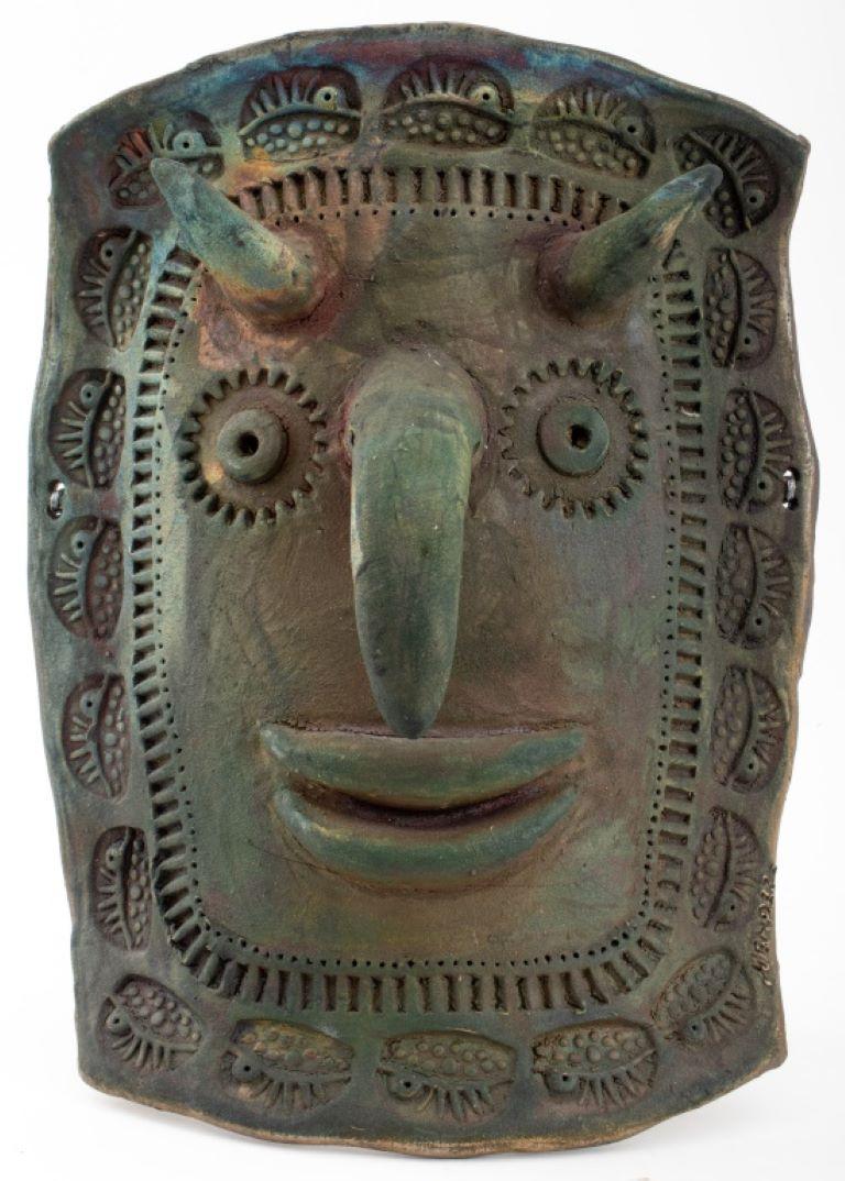 20th Century Louis Mendez Ceramic Masks, 2 For Sale