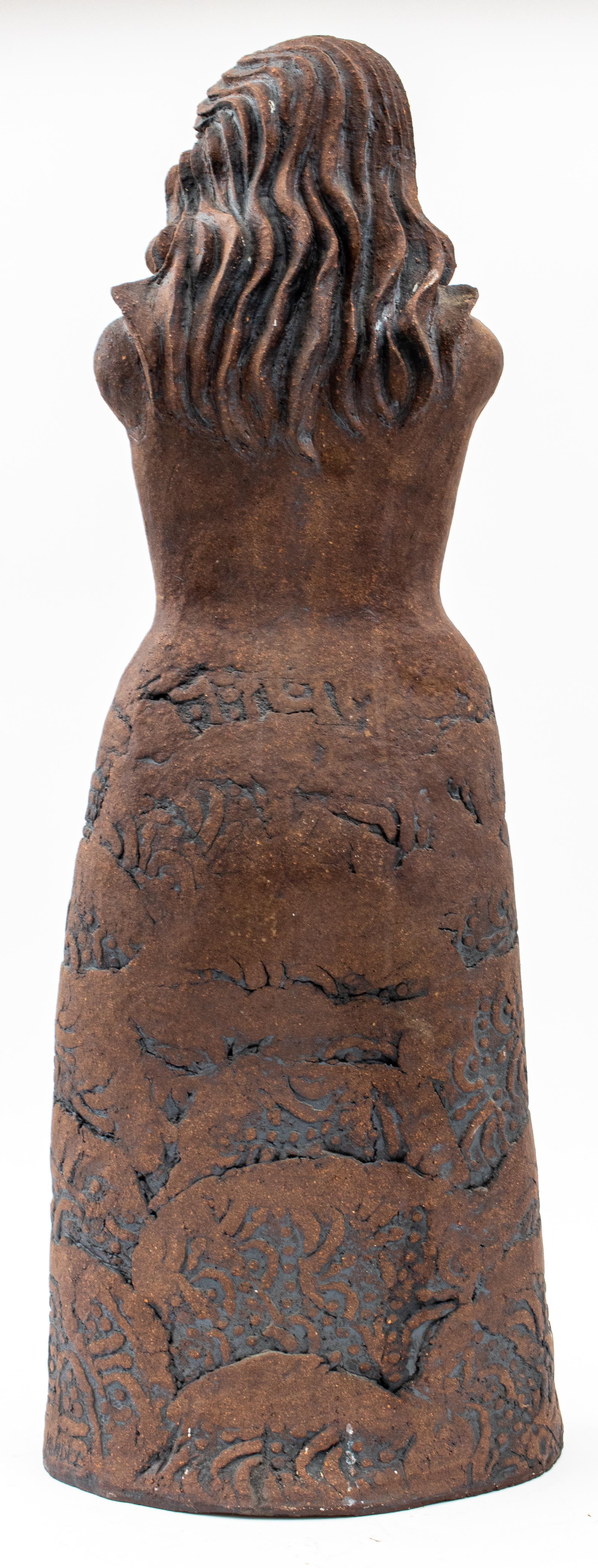 Louis Mendez Ceramic Stoneware Sculpture of a Standing Mermaid, Signed 3