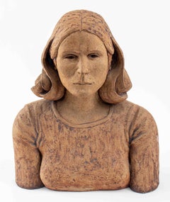 Louis Mendez Ceramic Woman Portrait Sculpture