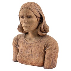 Louis Mendez Céramique Portrait de Femme Sculpture