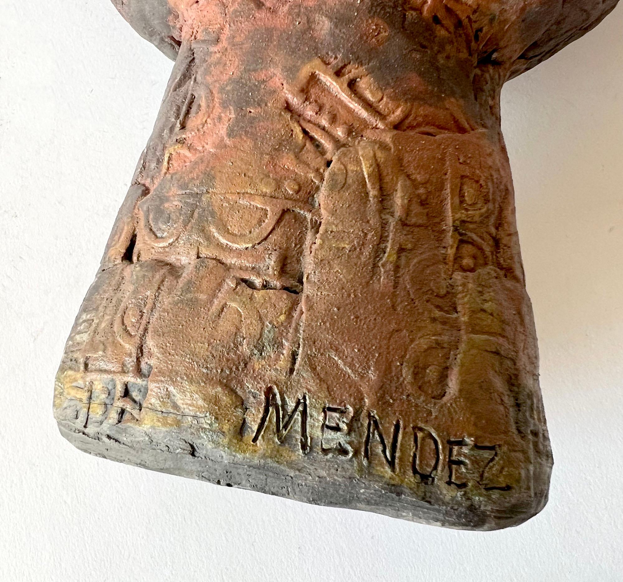Mid-20th Century Louis Mendez Hand Made Symbolic Stoneware Head Sculpture