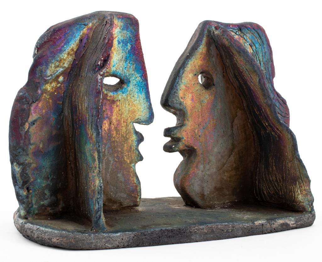 20th Century Louis Mendez Kissing Couple Art Pottery Sculpture