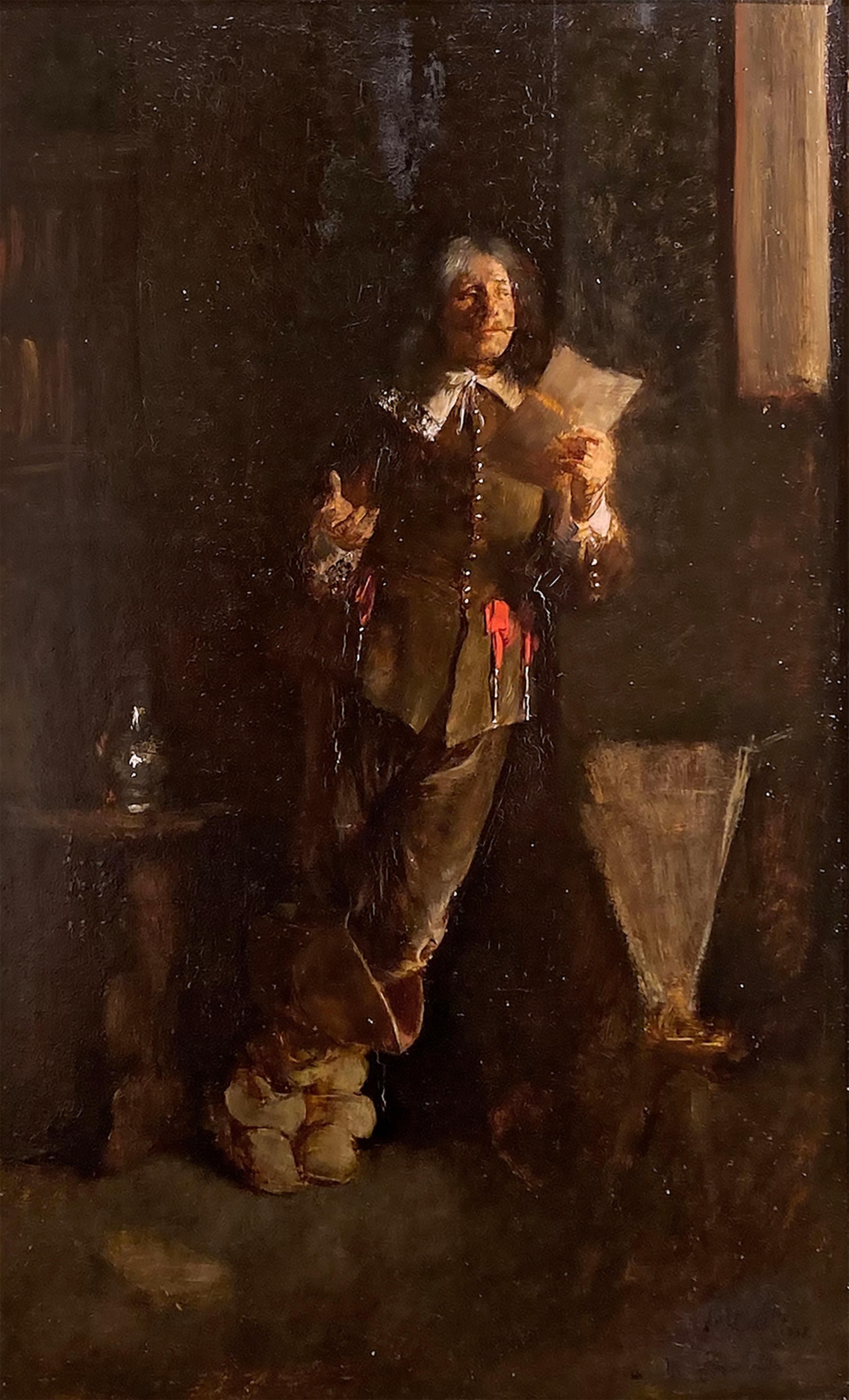 Louis Mettling Still-Life Painting – Monsieur lisant a la Lumiere de la fenetre