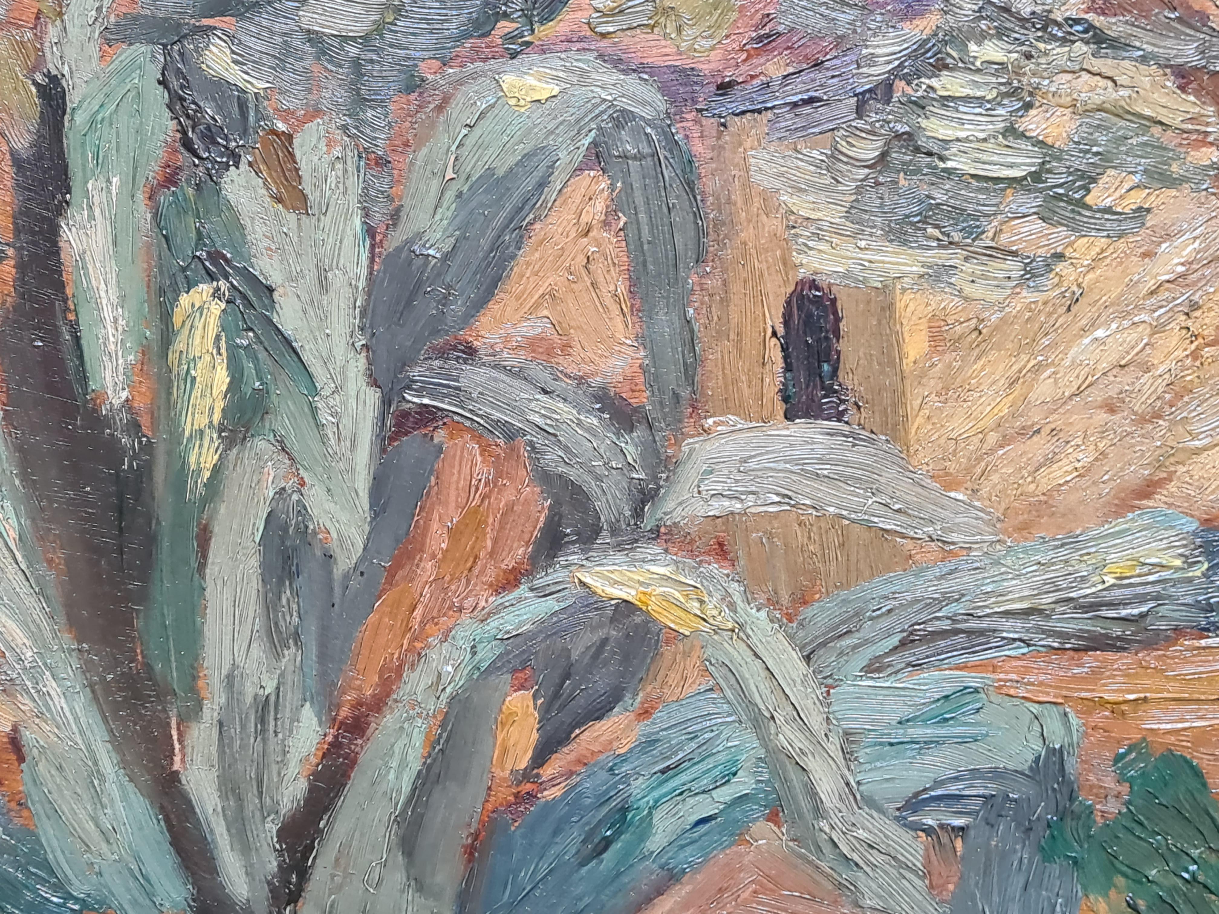 Orientalist Post Impressionist Garden Landscape, The Agave. For Sale 4