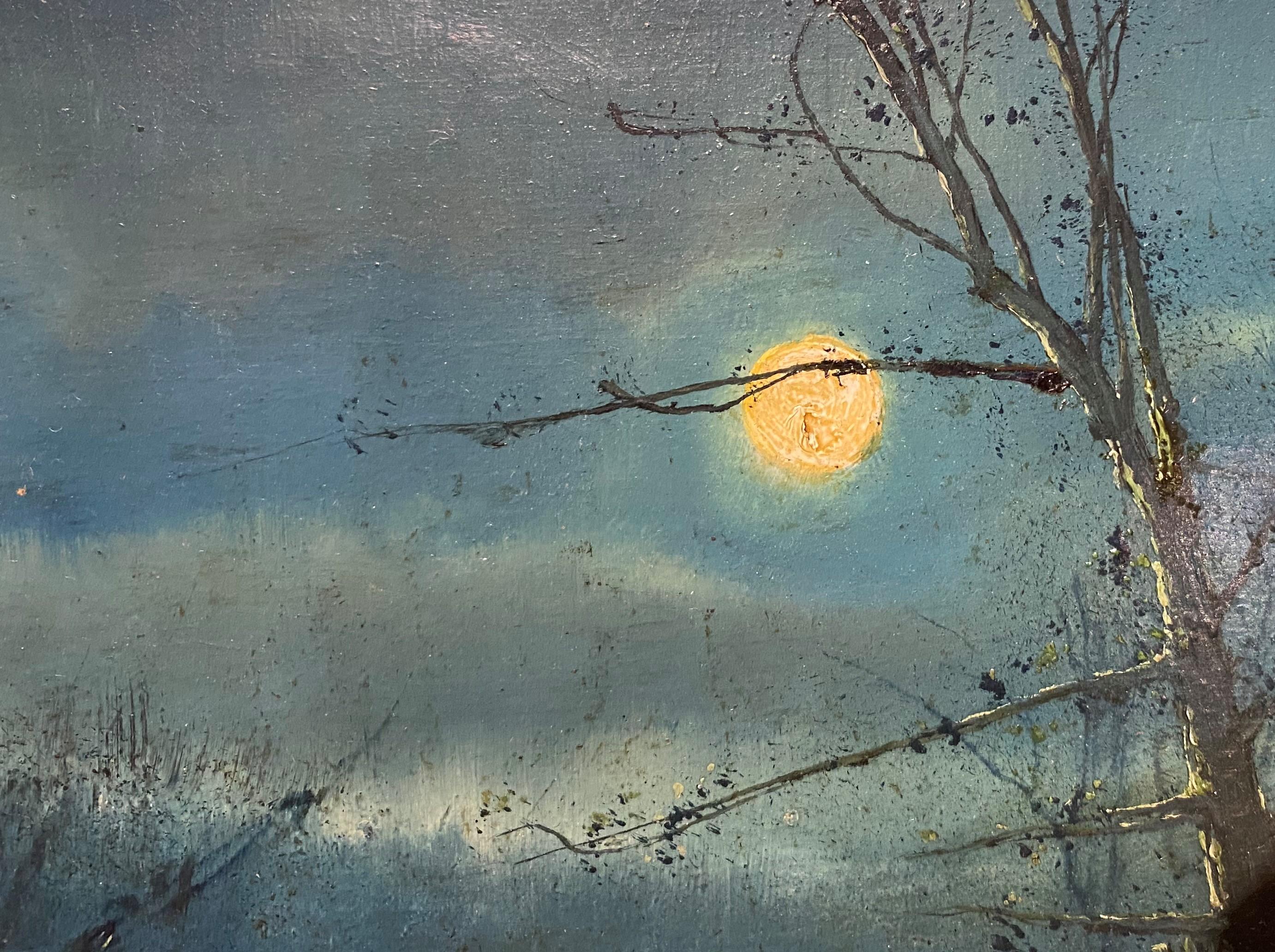 moonlight landscape painting