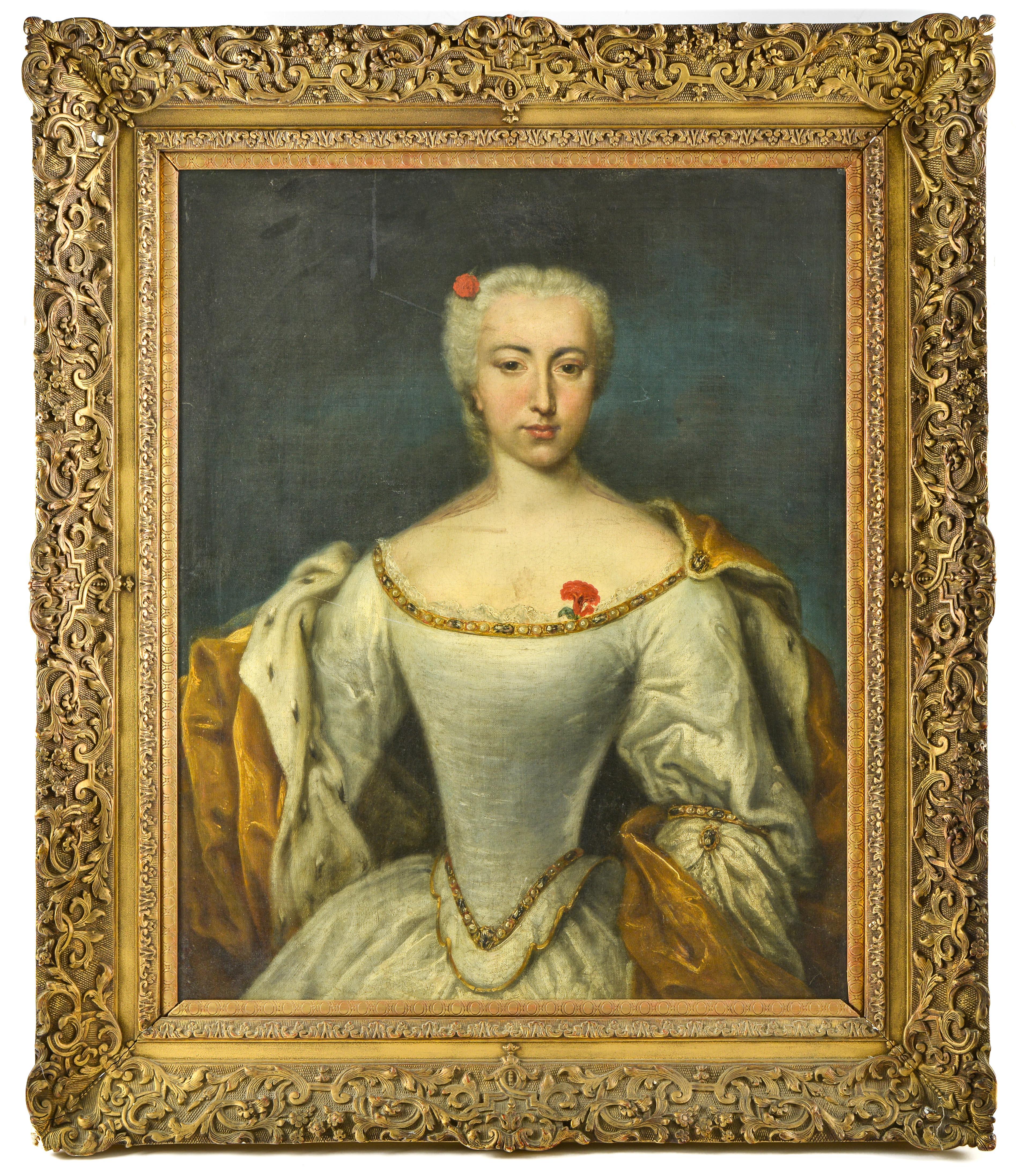 Ecole française du XVIIIe siècle Portrait de Marie Thérèse d'Espagne – Painting von Louis-Michel van Loo