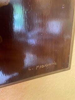Louis Midavaine. Pannello in legno Art Déco laccato  con pesci esotici. Francia anni '20.