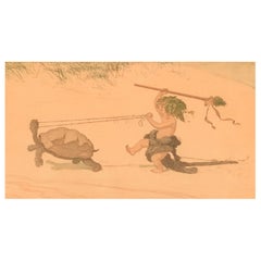 Louis Moe, peintre et illustrateur né en Norvège, lithographie en couleur