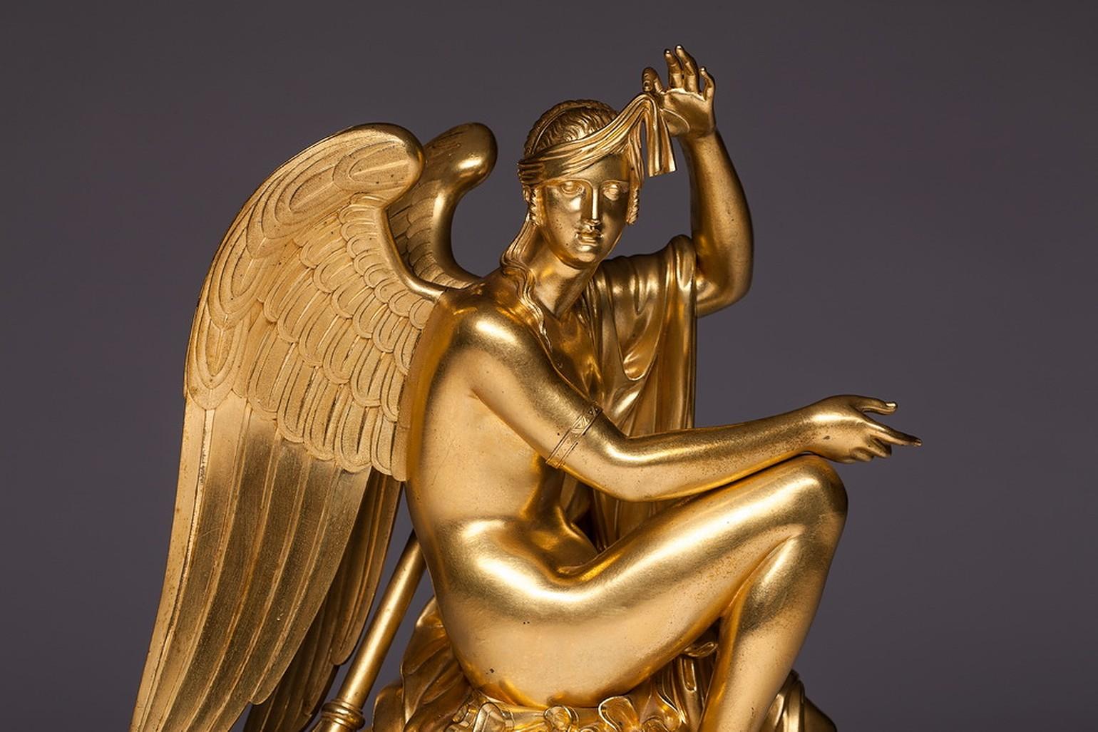 Neoclassical Louis Moinet A Paris Gilt Bronze Mantle Clock For Sale