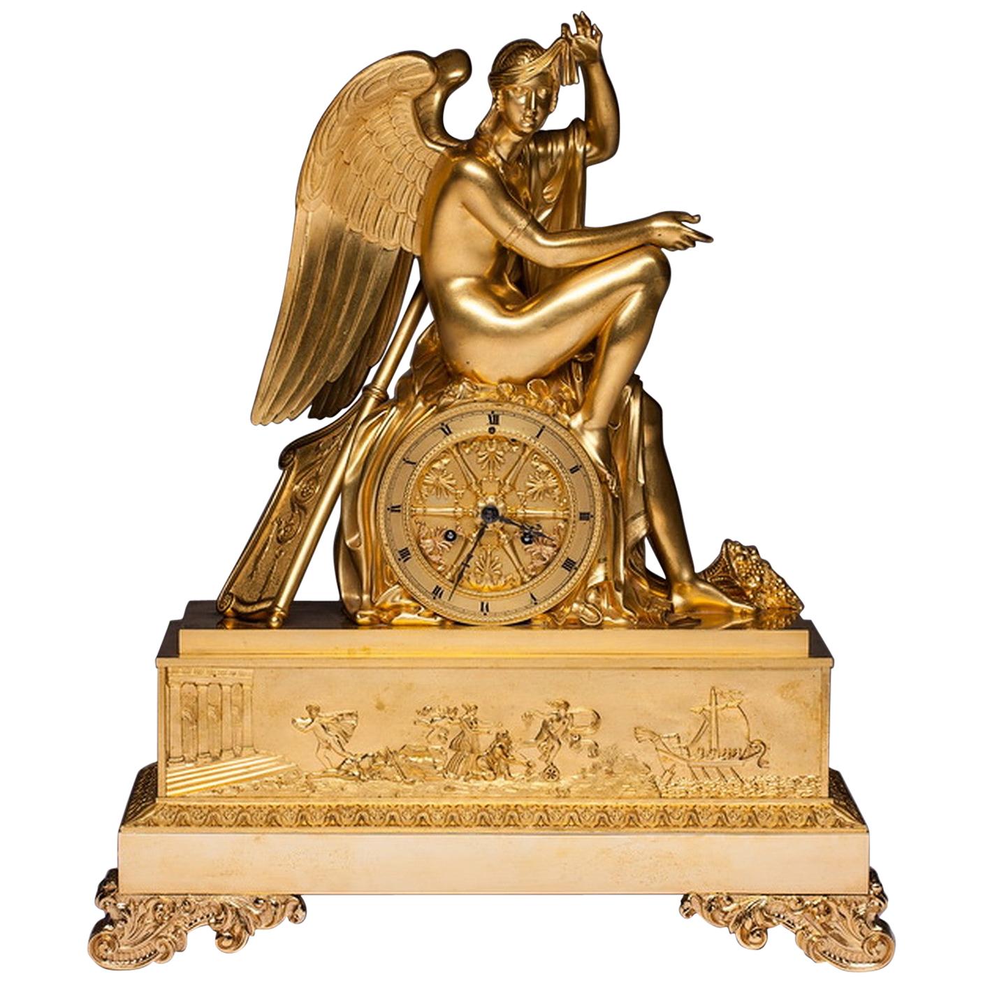 Louis Moinet A Paris Gilt Bronze Mantle Clock For Sale