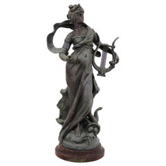 Louis Moreau 'Muse Champetre' Französische Belle Époque Metallfigur