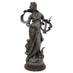 Louis Moreau 'Muse Champetre' French Belle Époque Metal Figure