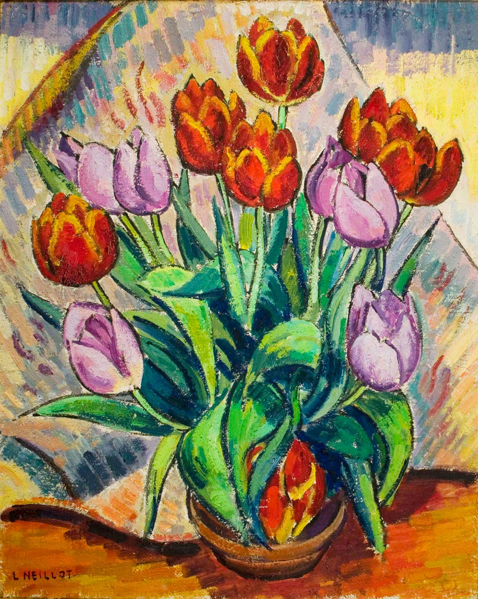 Louis Neillot Still-Life Painting - Les Tulipes