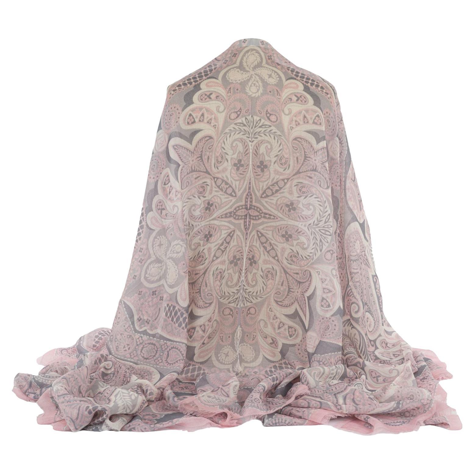 Louis Vuitton Cashmere Blend Pink and Blue Tone Ombre Design Shawl at  1stDibs
