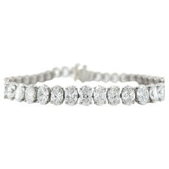 Louis Newman & Co. GIA-zertifiziertes ovales Diamant-Tennisarmband mit 13,91 Karat