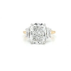 Louis Newman & Co 4.27 carat Elongated Cushion GIA Cert Diamond Three Stone Ring