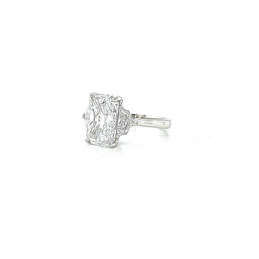 Louis Newman & Co 5.01 Carat GIA Certified Radiant Cut Diamond Three Stone Ring In New Condition For Sale In New York, NY