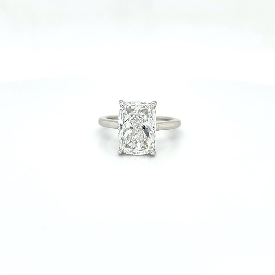 Cushion Cut Louis Newman & Co 5.03 Carat GIA Certified Elongated Cushion Solitaire Ring For Sale