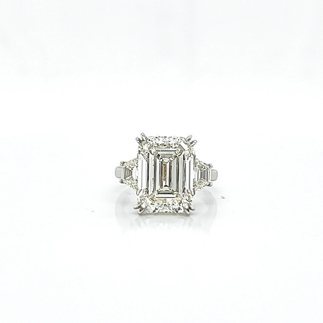 Louis Newman & Co 7.02 carat Emerald Cut GIA certified Diamond Three Stone Ring 1