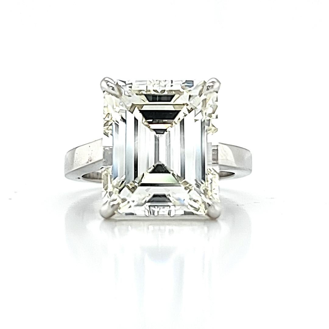 Beautifully laid out 7.95 carat GIA certified L color VVS2 clarity. Stone measures 12.93x10.99. has a 60% depth and 71% table. The diamond faces up much whiter than an L color with its shallow depth and big table. Set in a custom made platinum