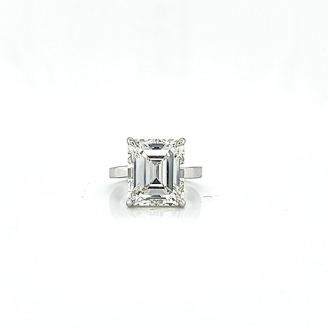 Louis Newman & Co 7.95 carat Emerald Cut GIA certified Diamond Solitaire  Ring For Sale 2