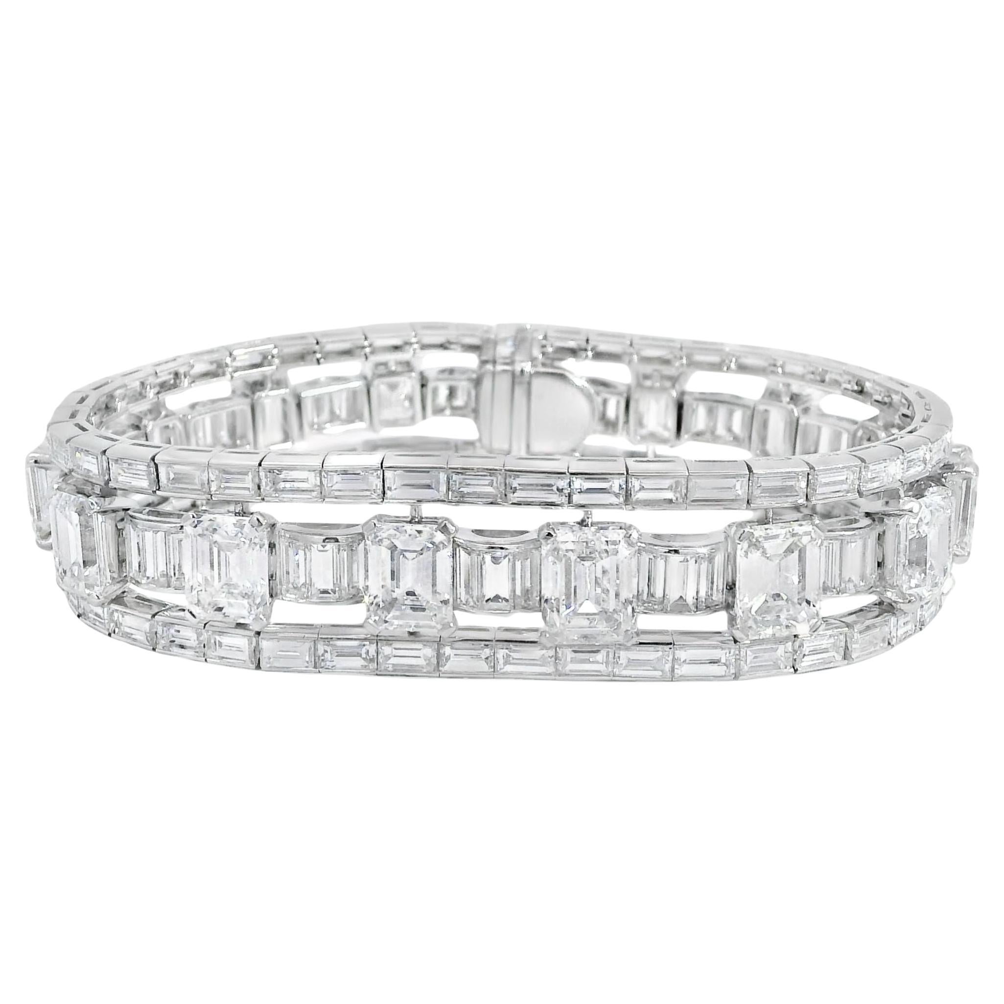 Louis Newman & Co Emerald Cut and Baguette Cut Diamond GIA Certified Bracelet For Sale