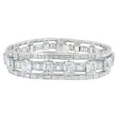 Louis Newman & Co Bracelet en diamants taille émeraude et baguette certifiés GIA