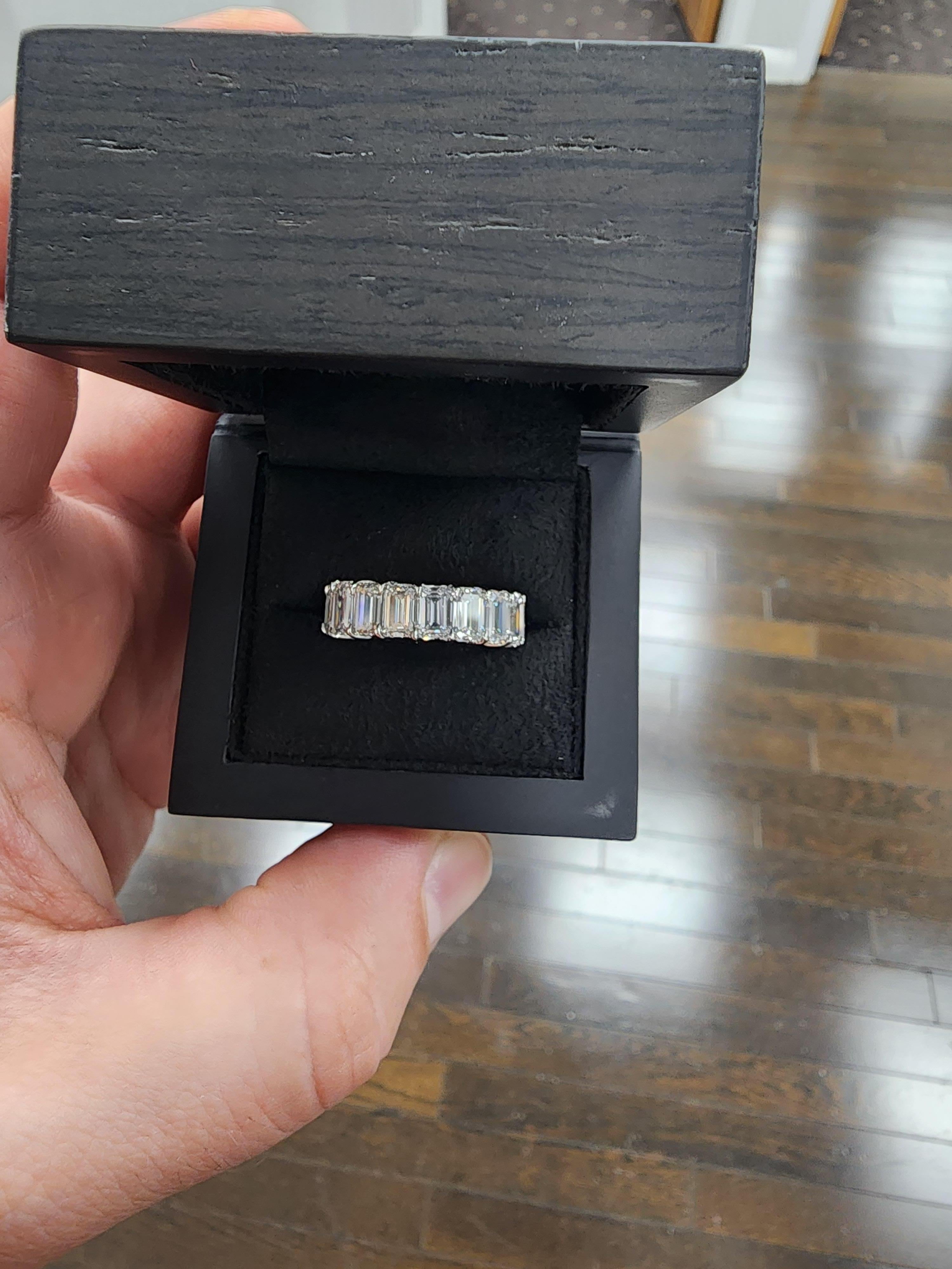 Louis Newman & Co Emerald Cut Diamond Eternity Band with GIA Certificates For Sale 3