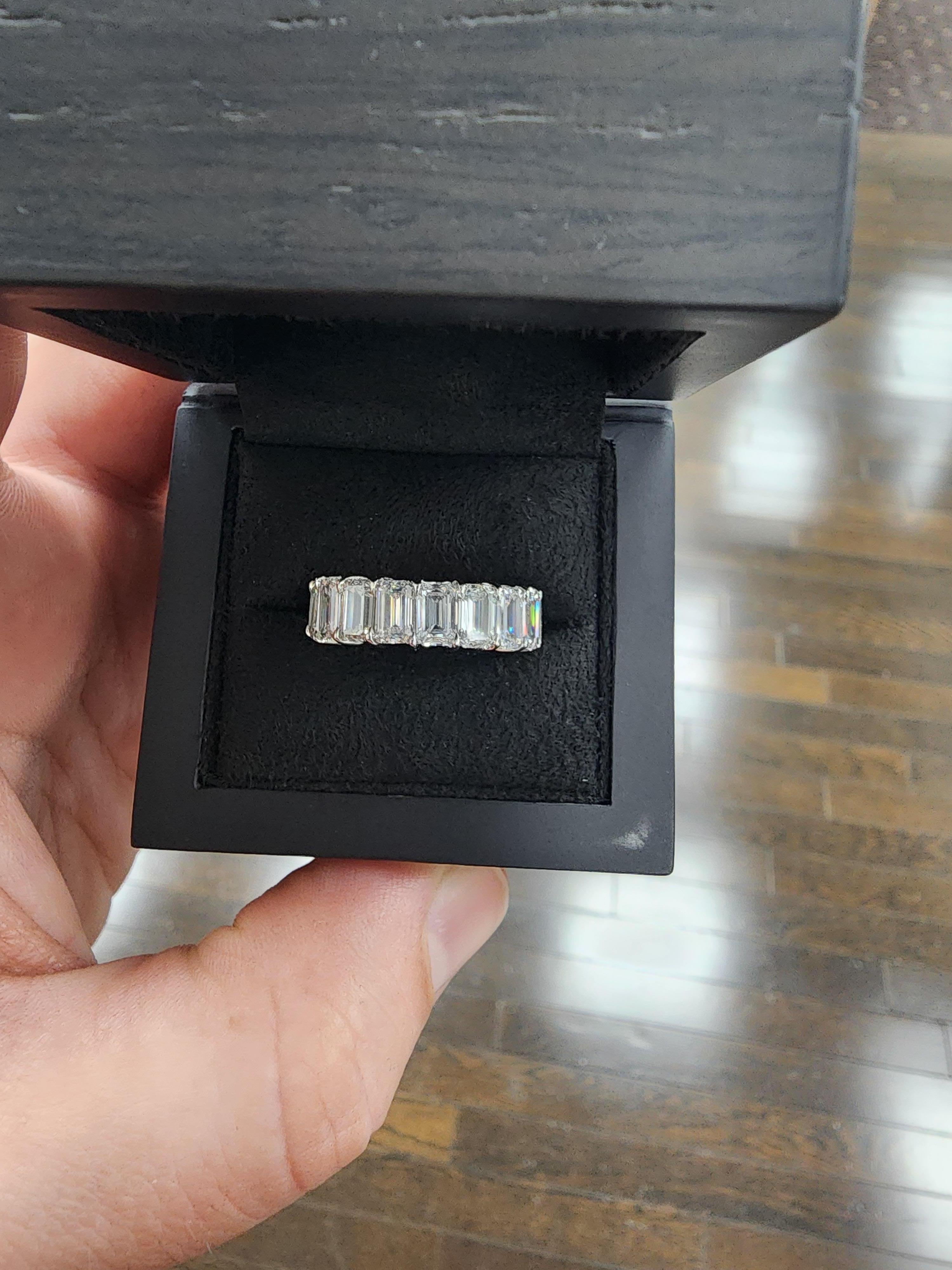 Louis Newman & Co Emerald Cut Diamond Eternity Band with GIA Certificates For Sale 4