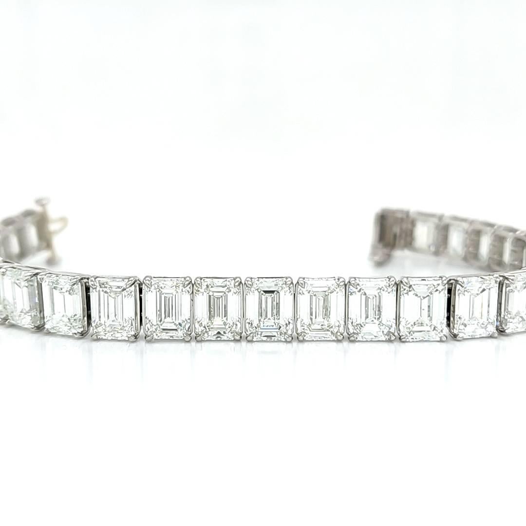 Women's or Men's Louis Newman & Co Emerald Cut Tennis Bracelet with 42.10 carats and GIA Certs For Sale