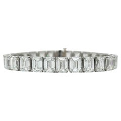 Louis Newman & Co Emerald Cut Tennis Bracelet with 42.10 carats and GIA Certs