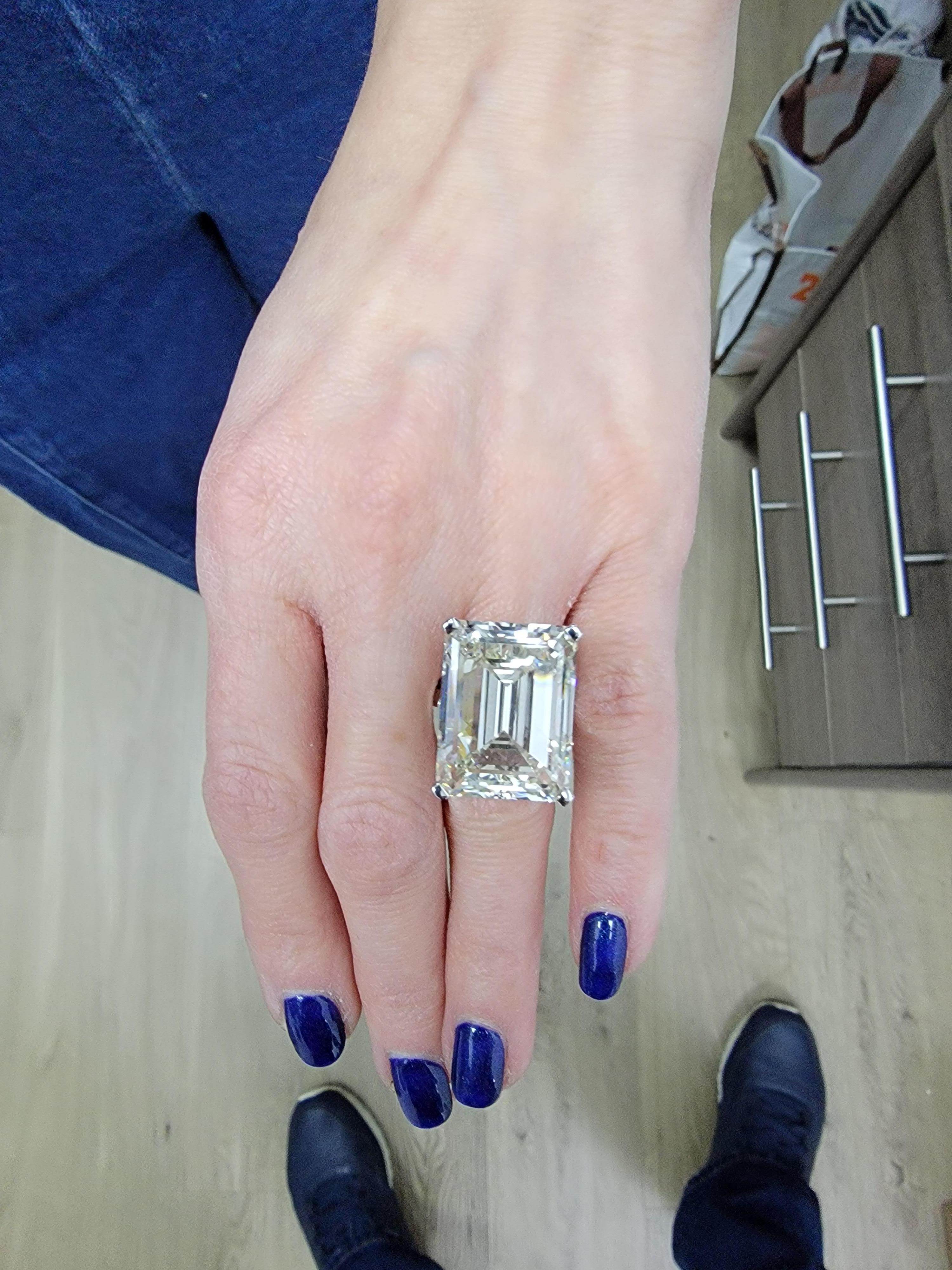 Louis Newman & Co. GIA Certified 30.39 Carat Emerald Cut Diamond Ring 3