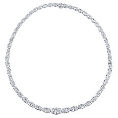 Louis Newman & Co GIA Certified 34.71 Carats Oval Cut Diamond Riviera Necklace