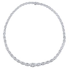 Louis Newman & Co GIA Certified 34.71 Carats Oval Cut Diamond Riviera Necklace