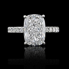 Louis Newman & Co GIA Certified 4 carat Elongated Cushion Cut Diamond Ring