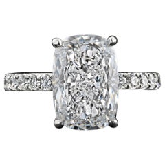 Louis Newman & Co GIA Certified 4 carat Elongated Cushion Cut Diamond Ring