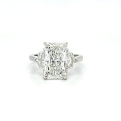 Louis Newman & Co GIA Certified 4.03 Carat Radiant Cut Diamond Three Stone Ring